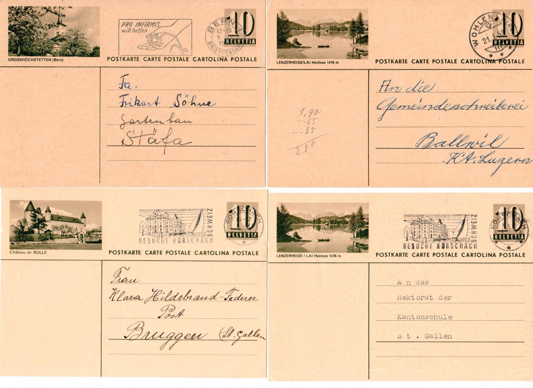 Tous les timbres: 10 Bildpostkarten Schweiz – D'occasion à Wolhusen par Curver9 1