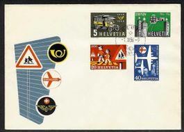 1956, 324-327, Serie auf illustr./unadr. FDC (15907)