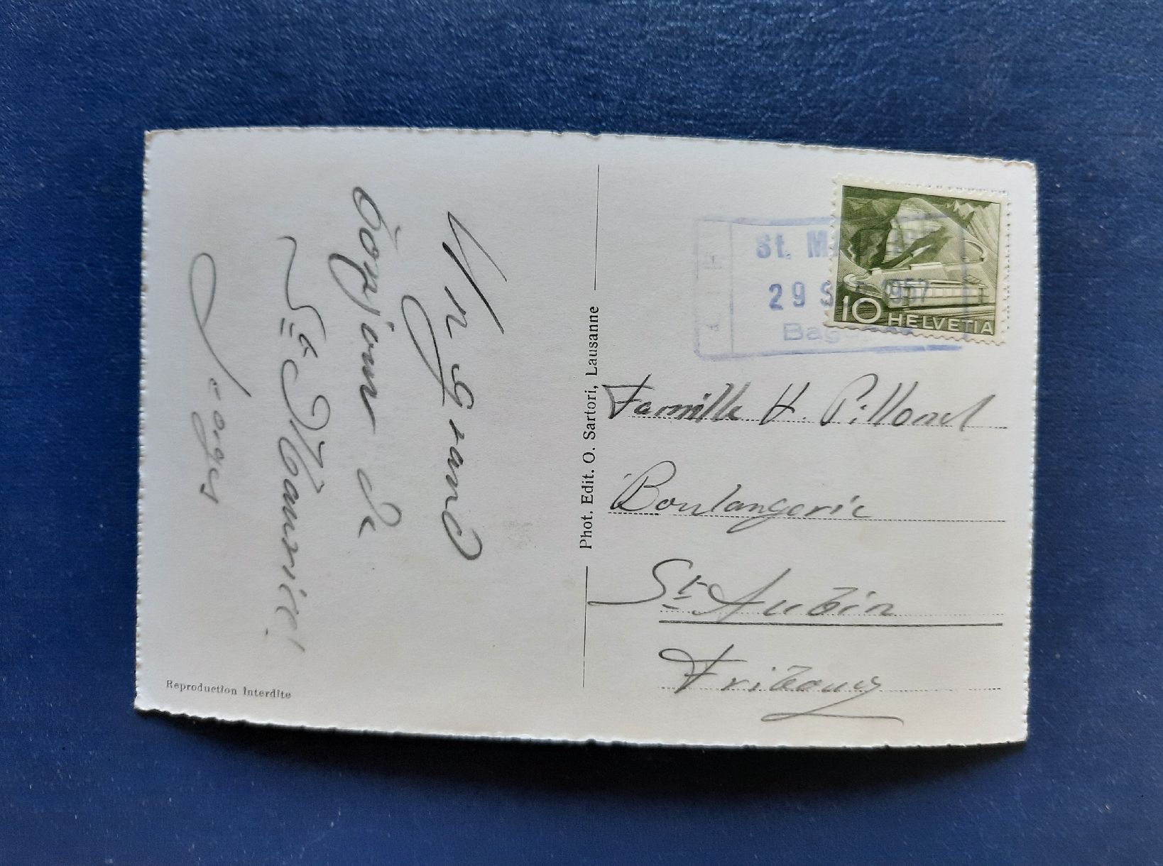 Cartoline postali: Ansichtskarte St.Maurice, 9 Bilder, gest. Bahnstempel – Usato da Marly venduto da neu-adlerauge65 1