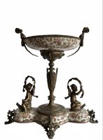 Art Nouveau Bronze- & Porzellan-Prunkaufsatz von Wong Lee 