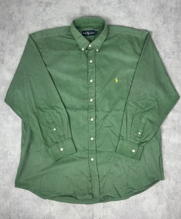 Chemise Ralph Lauren Verte logo brodé jaune - L vintage 