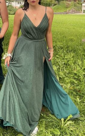 Abendkleid lang dunkelgrün Grösse 38 Merys Couture neu
