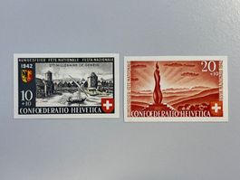 1942, Einzelwerte aus Bundesfeierblock, B17-B18, postfrisch