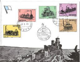 San Marino, FDC 1964, Eisenbahn, Lokomotive, Verkehr