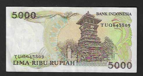 Banconote: Indonesia  5000  Rupiah  1986  Gebraucht – Usato da Gordola venduto da coinsandnotes 1