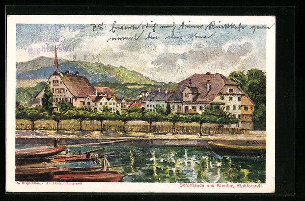 Cartoline postali: Richterswil, Schifflände und Kloster – Usato da Berlin venduto da bartko-reher