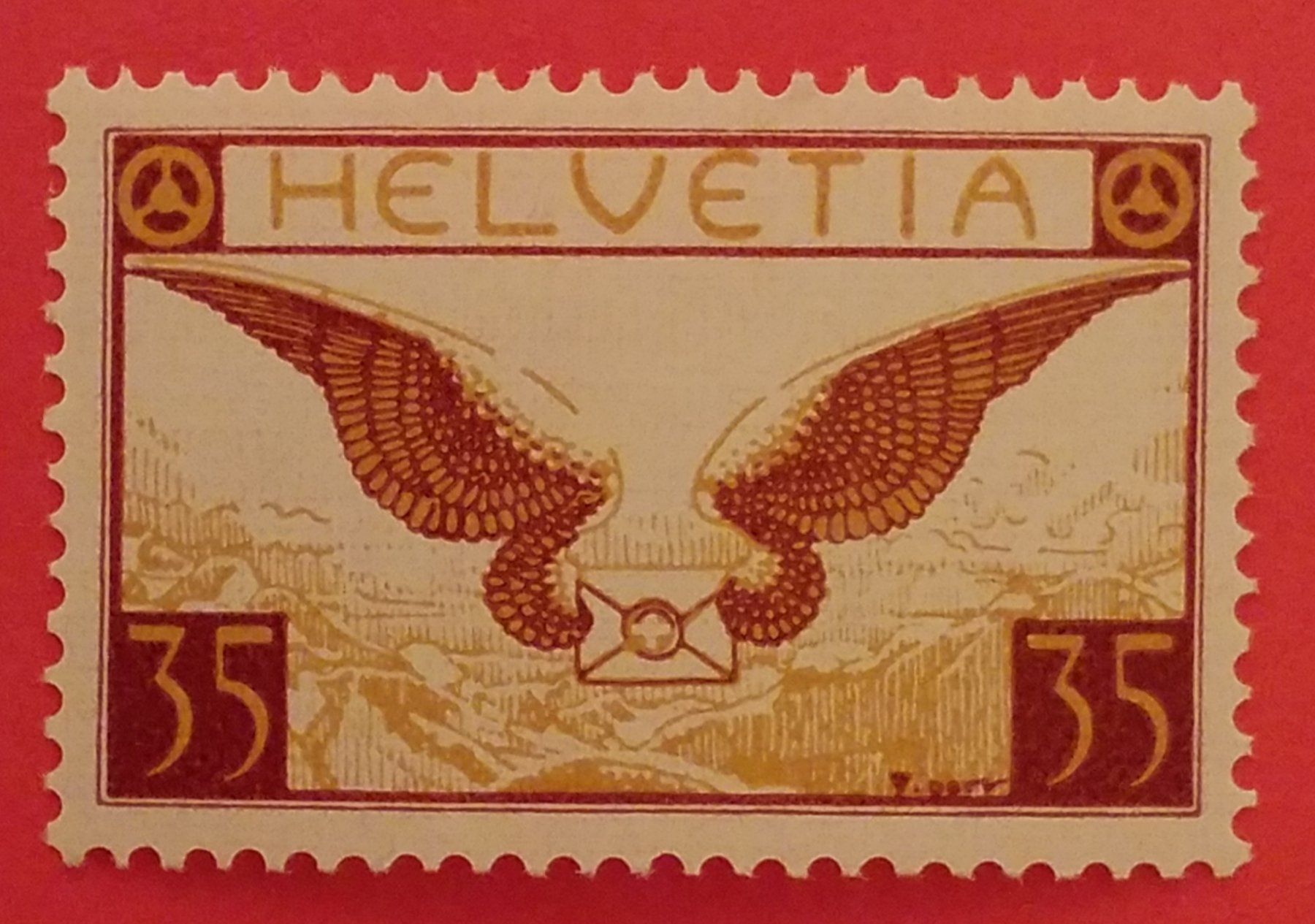 Alle Briefmarken: F14, Flugpostmarke, Brief mit Flügel postfrisch Kt. 100.- – Neu (gemäss Beschreibung) aus Baden von Eggi