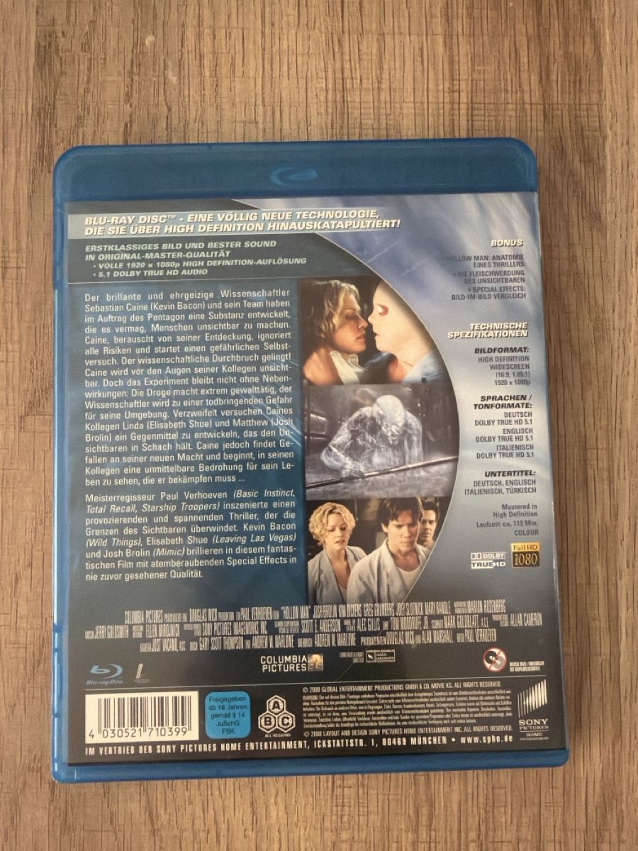 Tutti i DVDs: Hollow Man (2000) BluRay – Usato da Hagendorn venduto da masterchieff 1