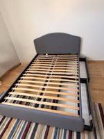 Bed frame with storage, grey, double size, good condition