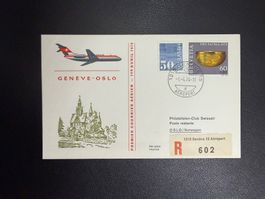 Swissair Erstflugbrief Genf-Oslo 1974