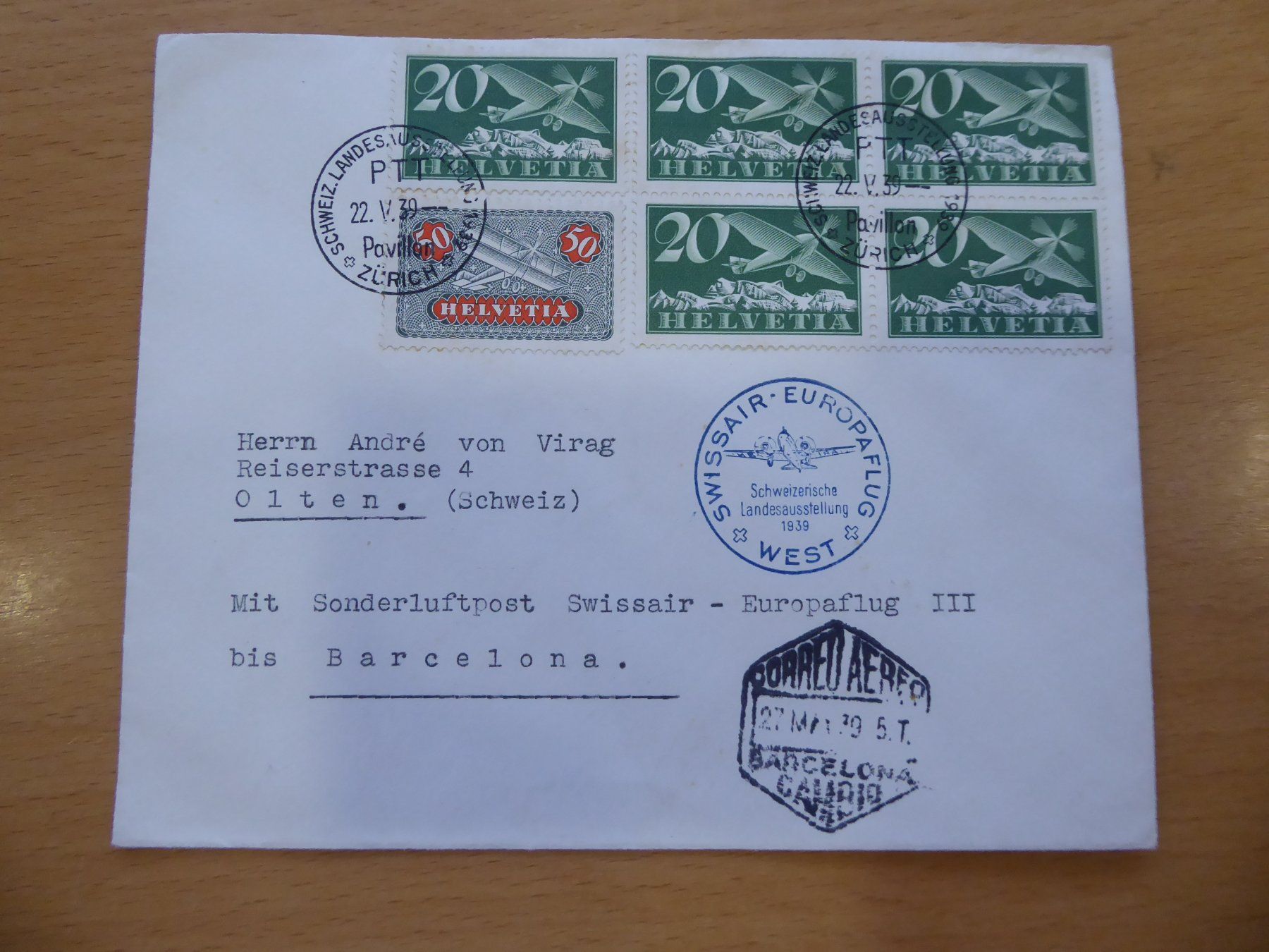 Tous les timbres: Interessanter Flugpost Beleg – D'occasion à Rothrist par swisstools