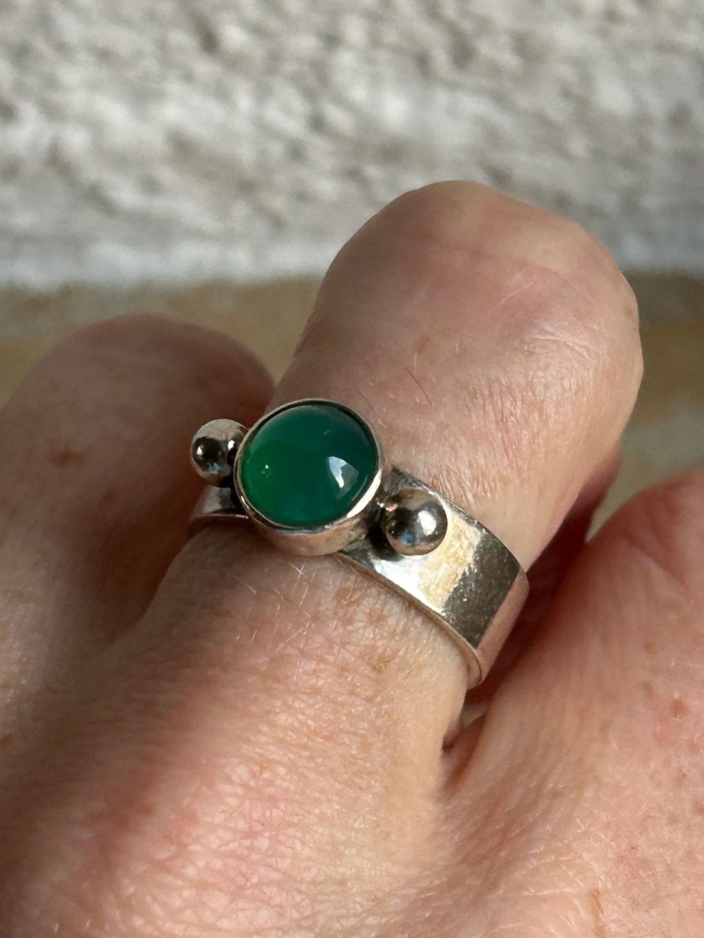 Anelli: Silber Ring mit grünem Stein (Grösse 57) – Usato da Laufen venduto da Bellebellezza 3