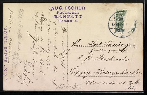 Cartoline postali: Passepartout-AK Rastatt, Zeppelin über  – Usato da Berlin venduto da bartko-reher 1