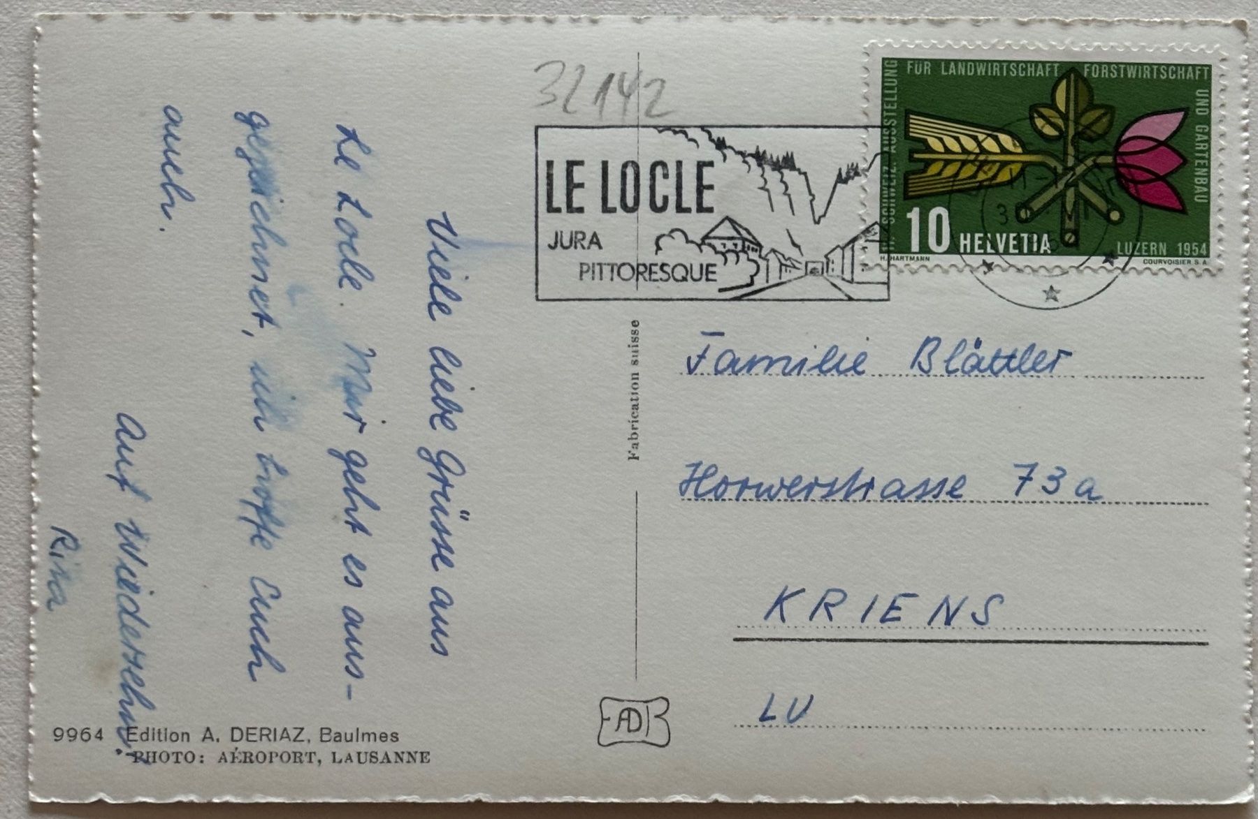 Ansichtskarten: Le Locle, Vue aérienne – Gebraucht aus Frauenfeld von Merk52 1