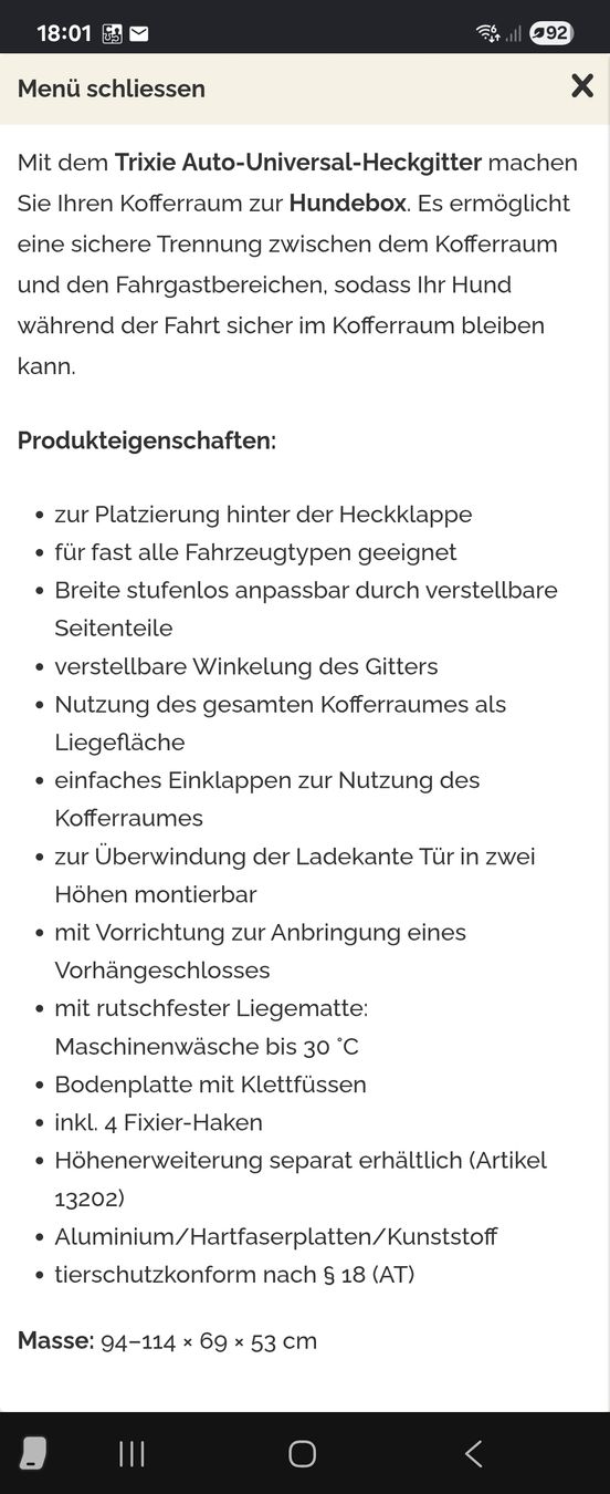 Trixie Käfige, Transport & Sicherheit: Trixie Universalheckgitter – Gebraucht aus Waltenschwil von Noomi 3
