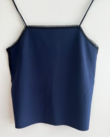Zara Top dunkelblau mit Spitze Grösse M