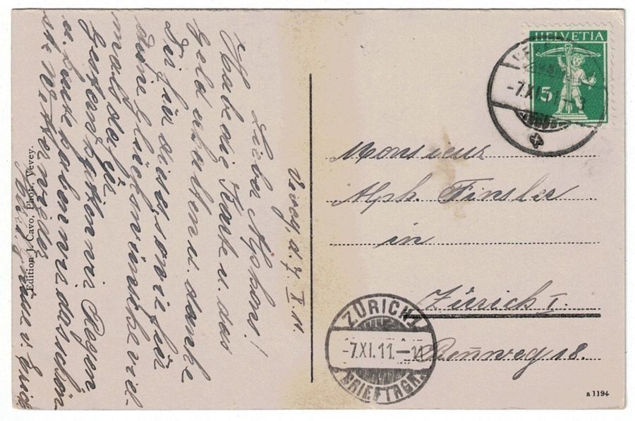 Cartoline postali: Vevey, Place du Marché, animée, circulée 1911 – Usato da Frauenfeld venduto da POML 1