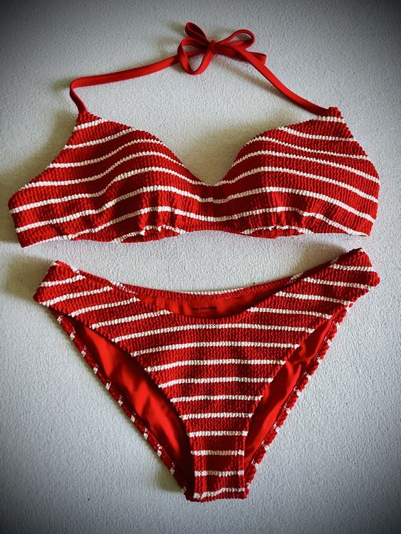 bikini gestreift rot Calzedonia Cobey Bikini rotweiss gestreift (Crinkle) GrM/L (Gebraucht