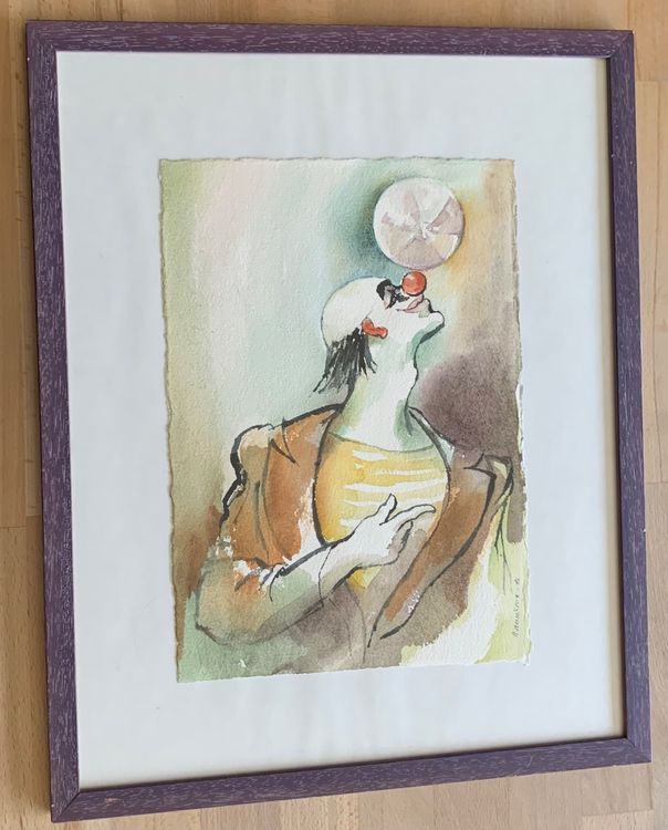 Jonglierender Clown - sign. - orig. Aquarell | Kaufen auf Ricardo