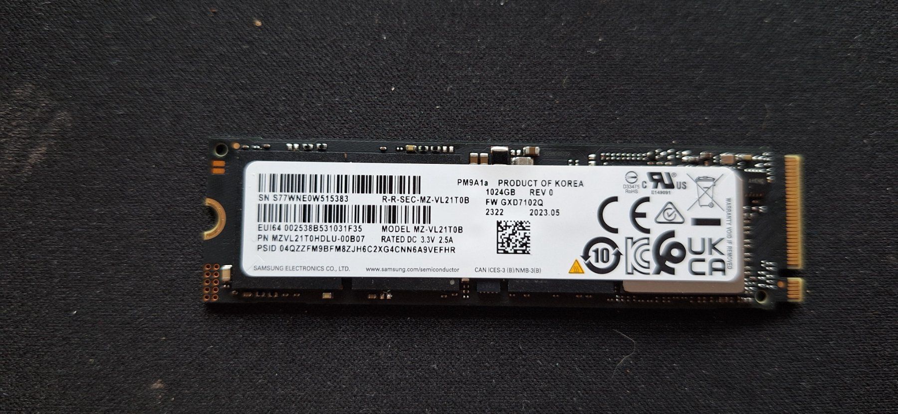 Samsung Dischi rigidi: SSD NVMe Samsung PM9A1a 1TB – Usato da Berikon venduto da texmurphy901 1