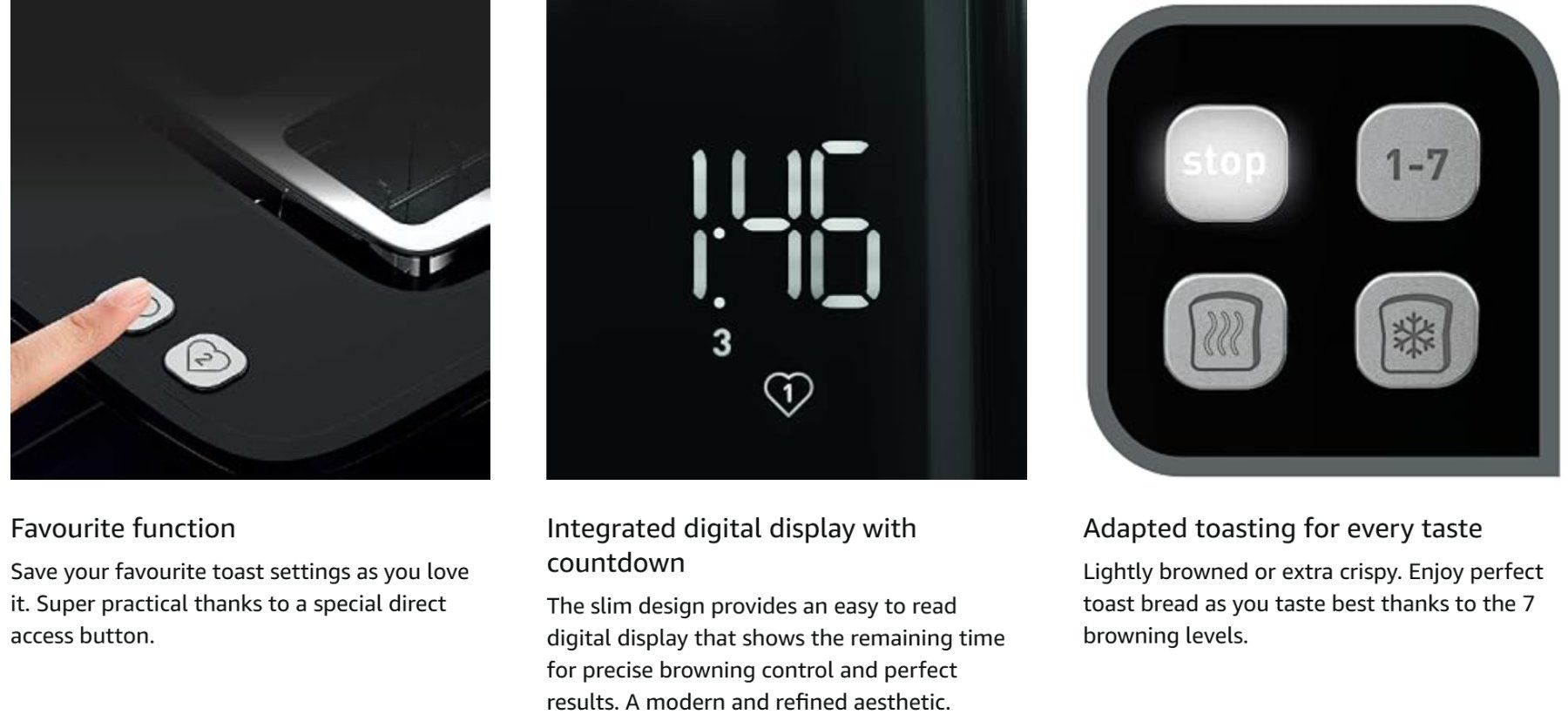 Elettrodomestici da cucina: Toaster 2 Scheiben Digitalanzeige Countdown schwarz 850 Watt – Nuovo e nell'imballaggio originale da Genève venduto da Top-Trend 8