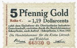 Schopfheim 5 Pfennig Gold 05.11.1923 UNZ
