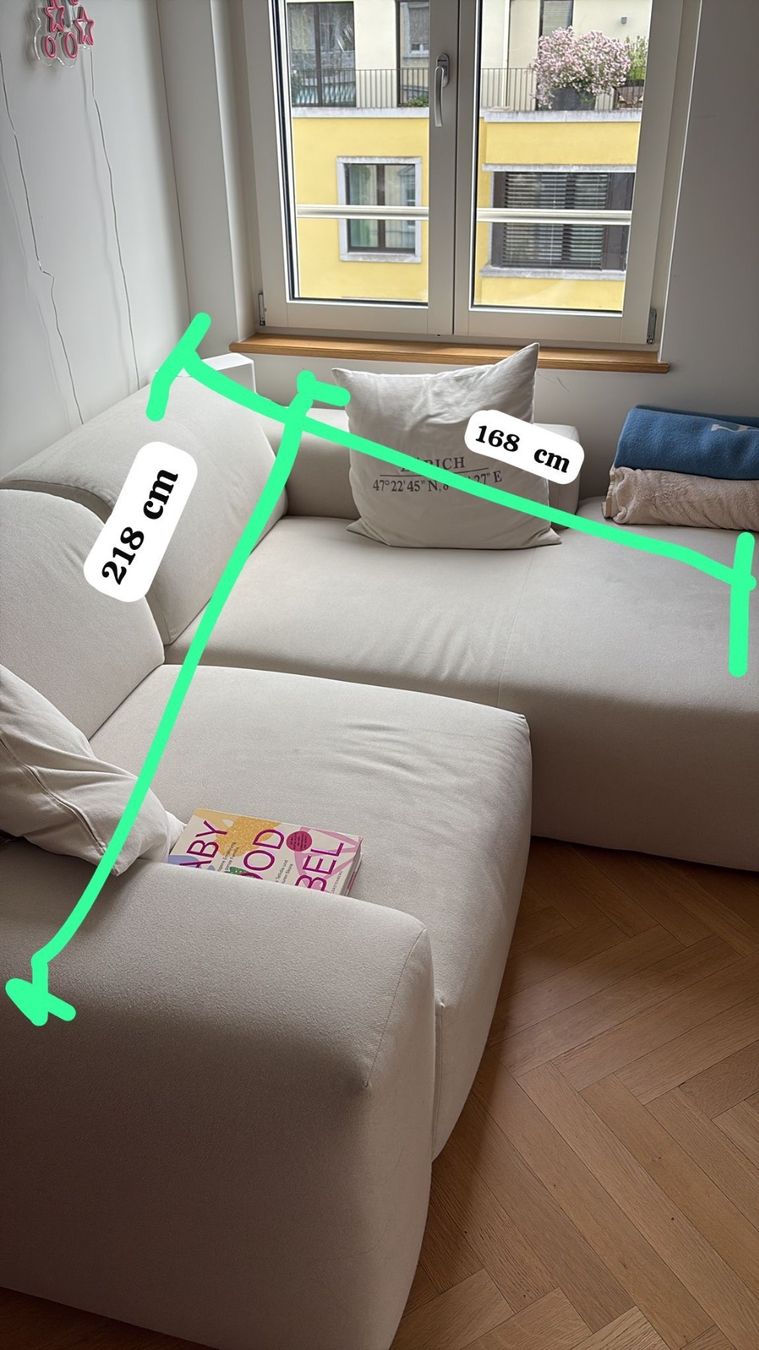 MYCS Divani: Ecksofa Trüffelbeige Feiner Cord - Pyllow - 218x 68 cm – Usato da Zürich venduto da shi_29fp 6