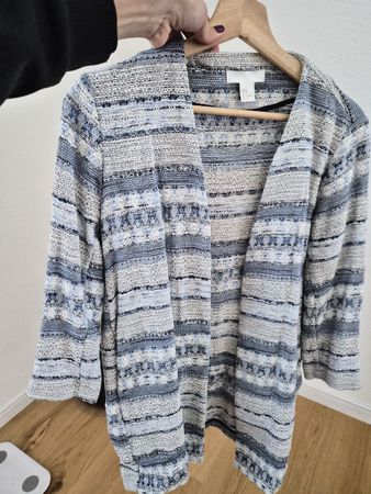 Zara Lightweight Blue & White Patterned Cardigan