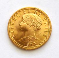 CHILE - 100 Pes. GOLD 1970 unz. (56 Jahre alt) 20.34g