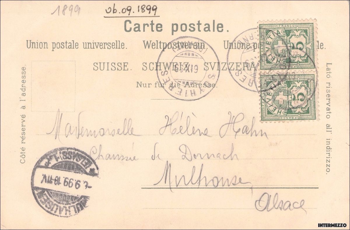 Cartoline postali: Delémont // Souvenir Litho // 1899 // Souvenir – Usato da Basel venduto da intermezzo12 1