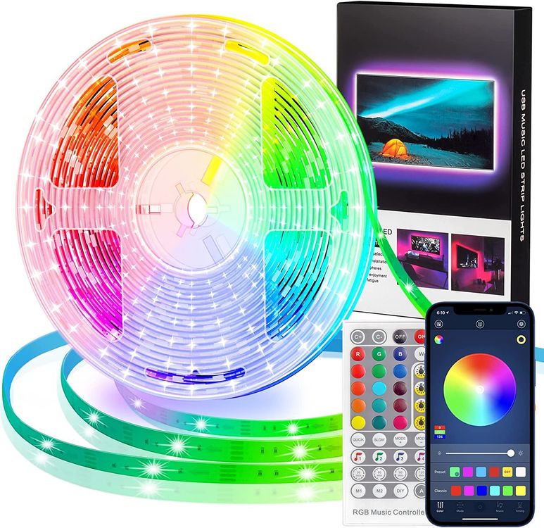 RGB LED Strip 5m Lichterkette LED Streifen Music Sync Timer | Kaufen ...