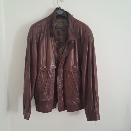 STRIWA leather jacket men size 56 chocolate brown