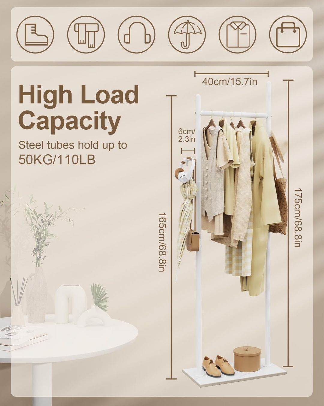 Guardaroba: Moderner Garderobenständer weiss mit Rock Slab Base – Nuovo e nell'imballaggio originale da Affoltern am Albis venduto da scrapbooking 3