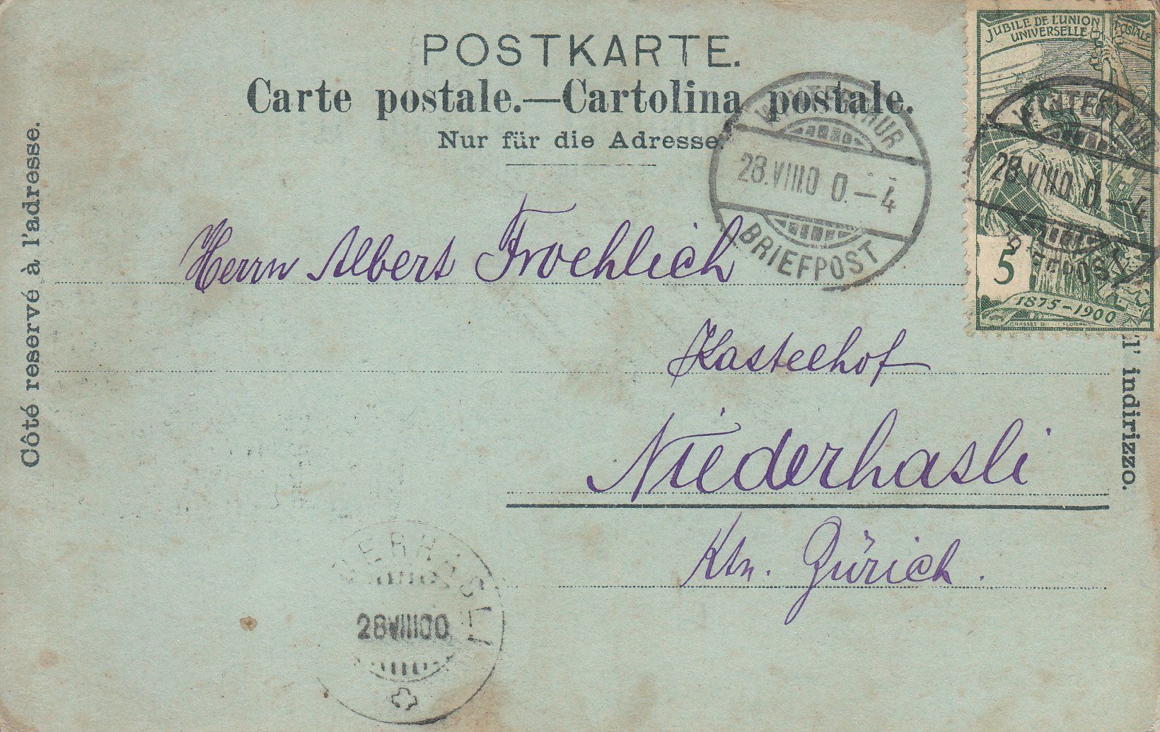 Ansichtskarten: Winterthur 1900 – Gebraucht aus Bürglen TG von StampGraf 1