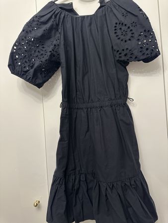 Zara Kleid schwarz Gr. XS Puffärmel Lochmuster Boho chic 👗
