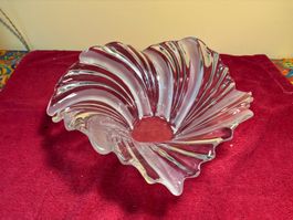 vintage Glasschale Kristall klar /mattiert wave/swirl design