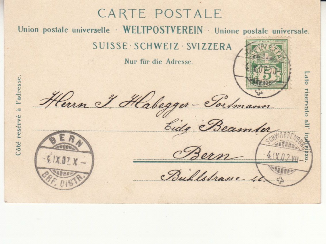 Cartoline postali: Schwarzenburg 1902 – Usato da Bürglen TG venduto da StampGraf 1
