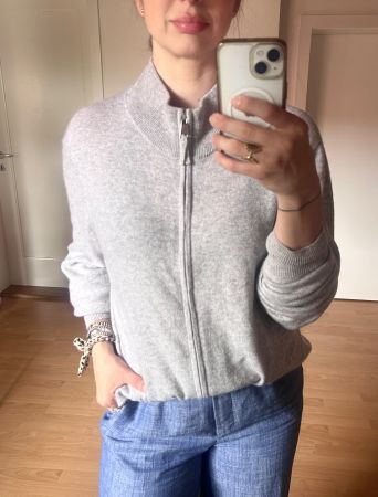 Hellgrauer Kaschmir Cardigan - Gr. XL