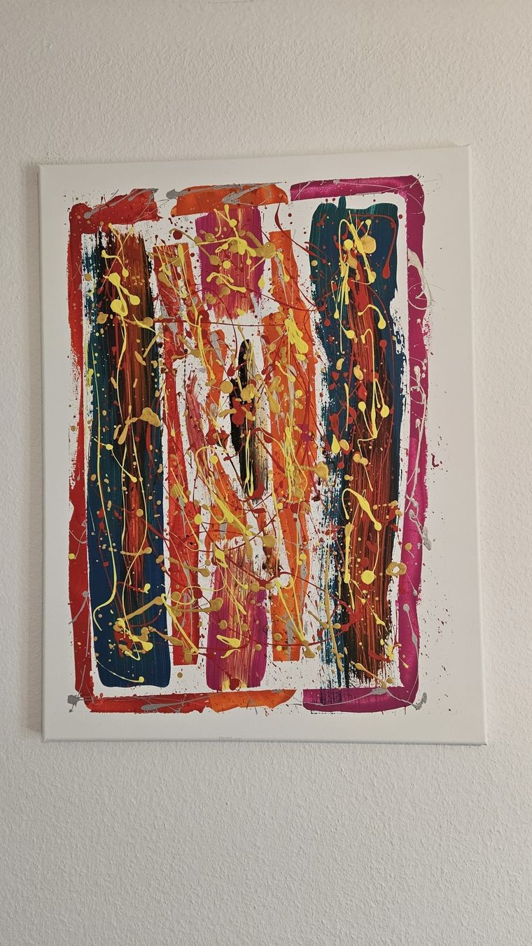 Dipinti: Peinture abstraite multicolore sur toile, – Nuovo (secondo la descrizione) da Le Locle venduto da fab_c9hh 1