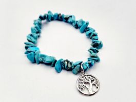 Damenarmband Splitterarmband Türkis mit Lebensbaum