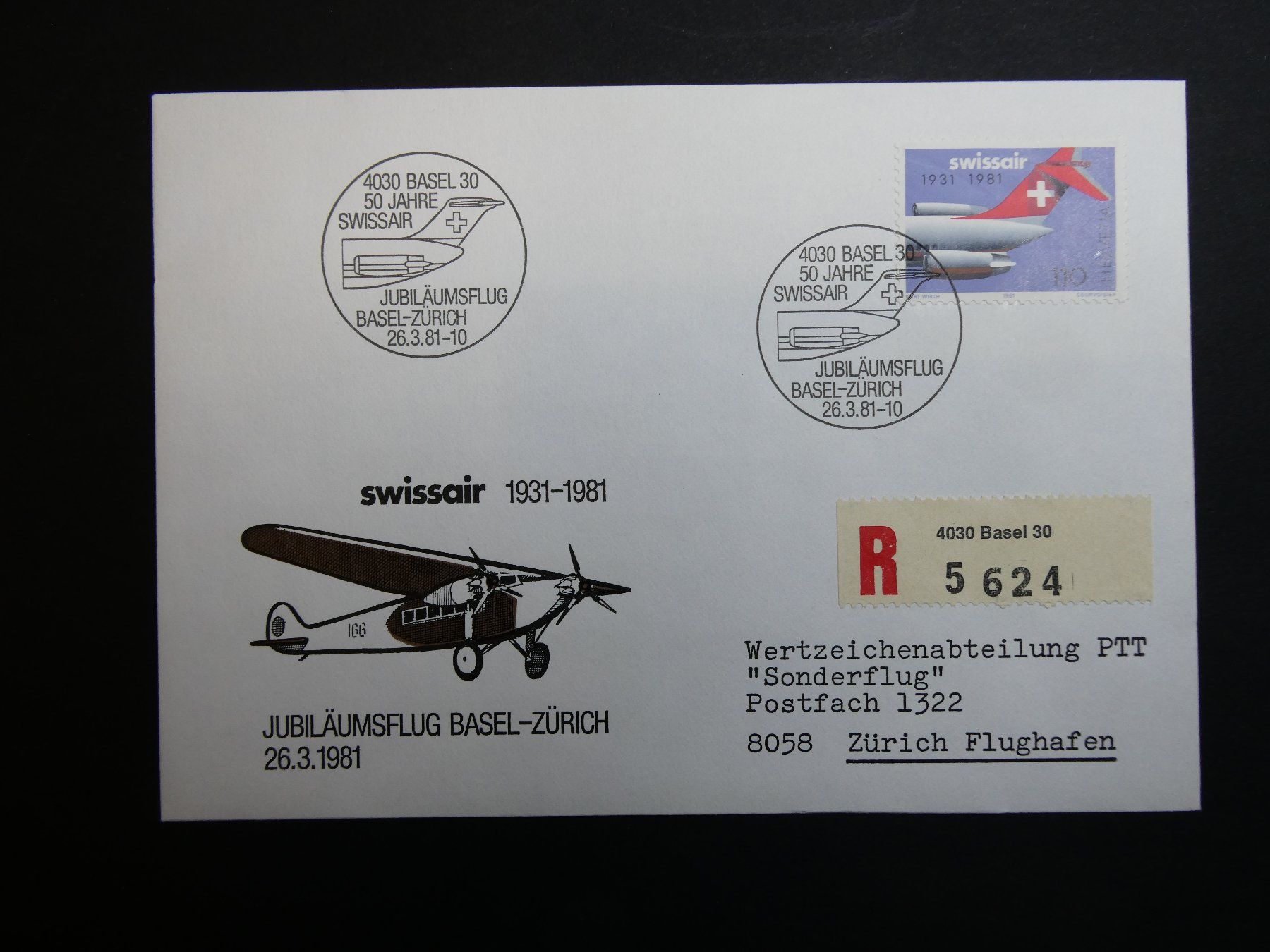 Enveloppes & pochettes d'envoi: Swissair Jubiläumsflug 1981 – Neuf (Voir description) à Schliern b. Köniz par bsc59