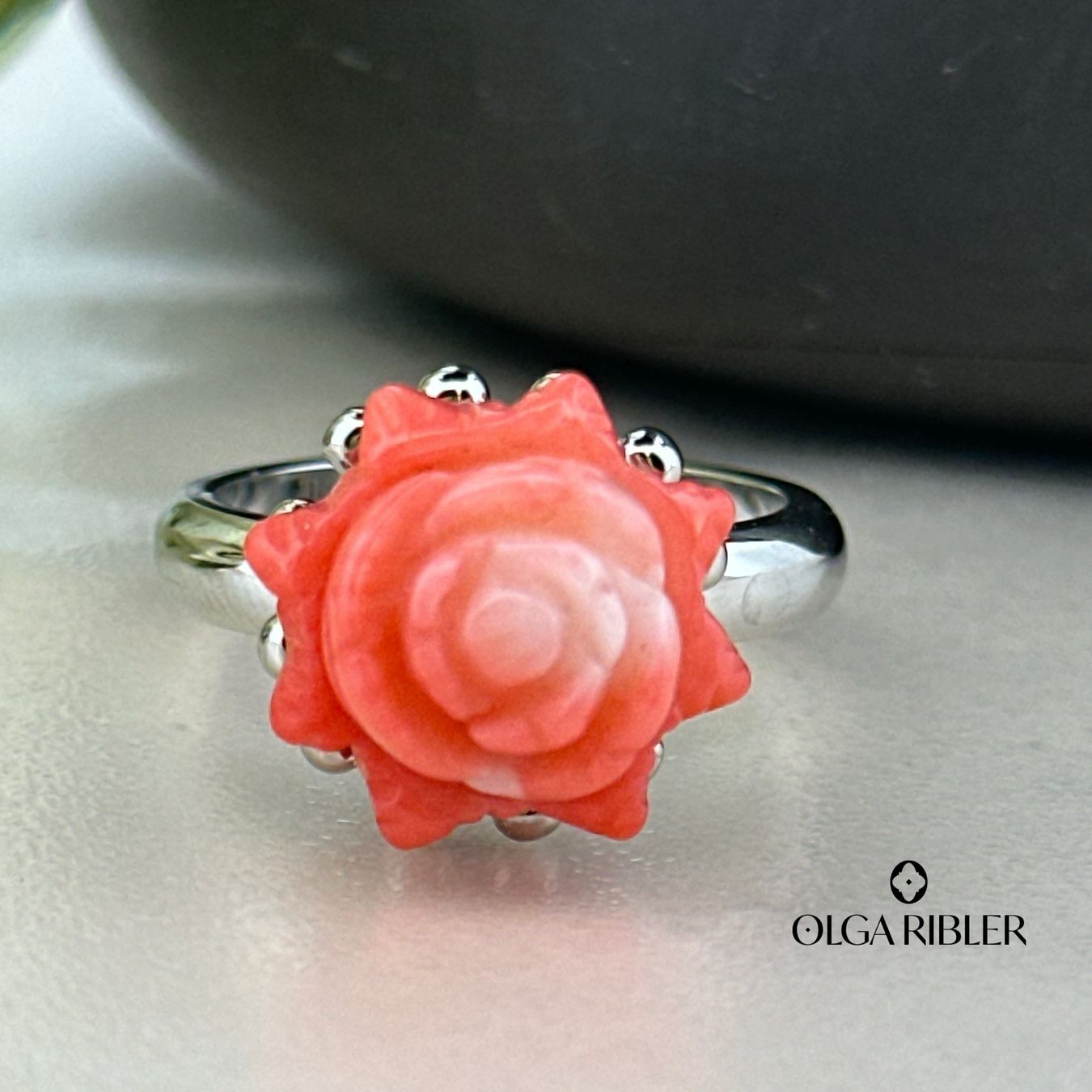 Olga Ribler Anelli: Edelstahl Ring mit Coralle, Ringgrösse 61 – Nuovo (secondo la descrizione) da Luzern venduto da Schmuckoutlet 5