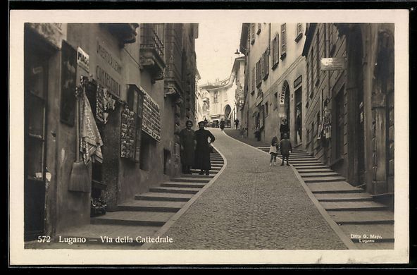Cartes postales: AK Lugano, Via della Cattedrale – D'occasion à Berlin par bartko-reher