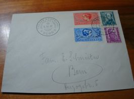 Satzbrief Juventute 1937, Sonder-o Tag der Briefmarke, gelau