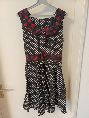 Damen Sommer Kleid Punkte Kirschen Gr S 36 Rockabilly Retro