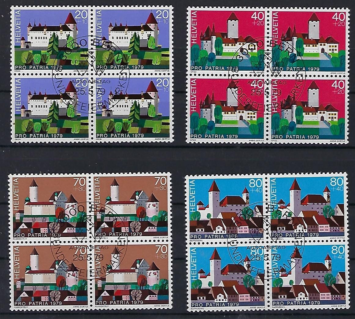 Alle Briefmarken: 1979  Pro Patria Viererblocks ET.  15366 – Gebraucht aus Lunden von Animus999