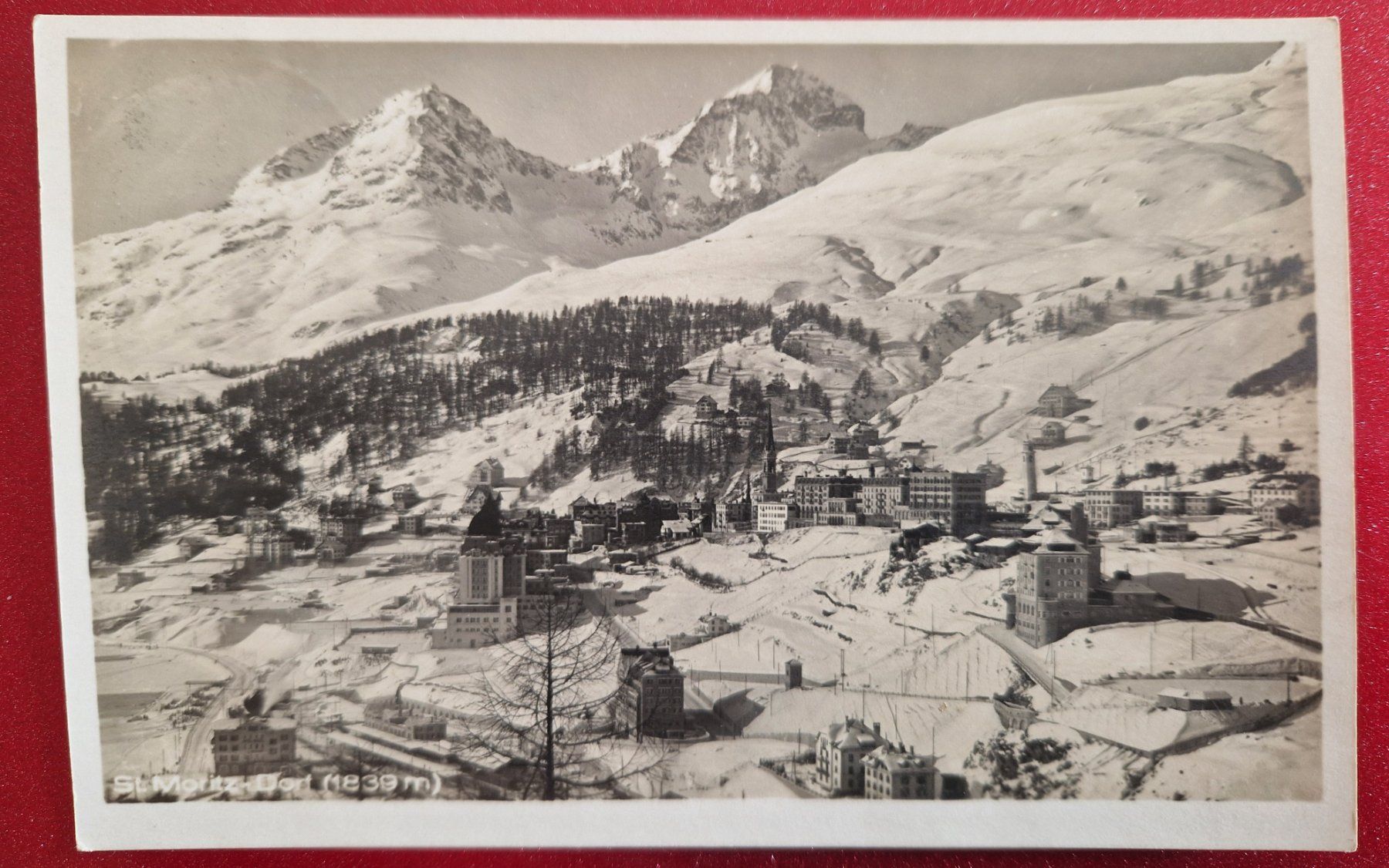 Cartoline postali: St. Moritz Dorf 1926  Bahnstempel Rhät. Bahn – Usato da Melchnau venduto da Fishel