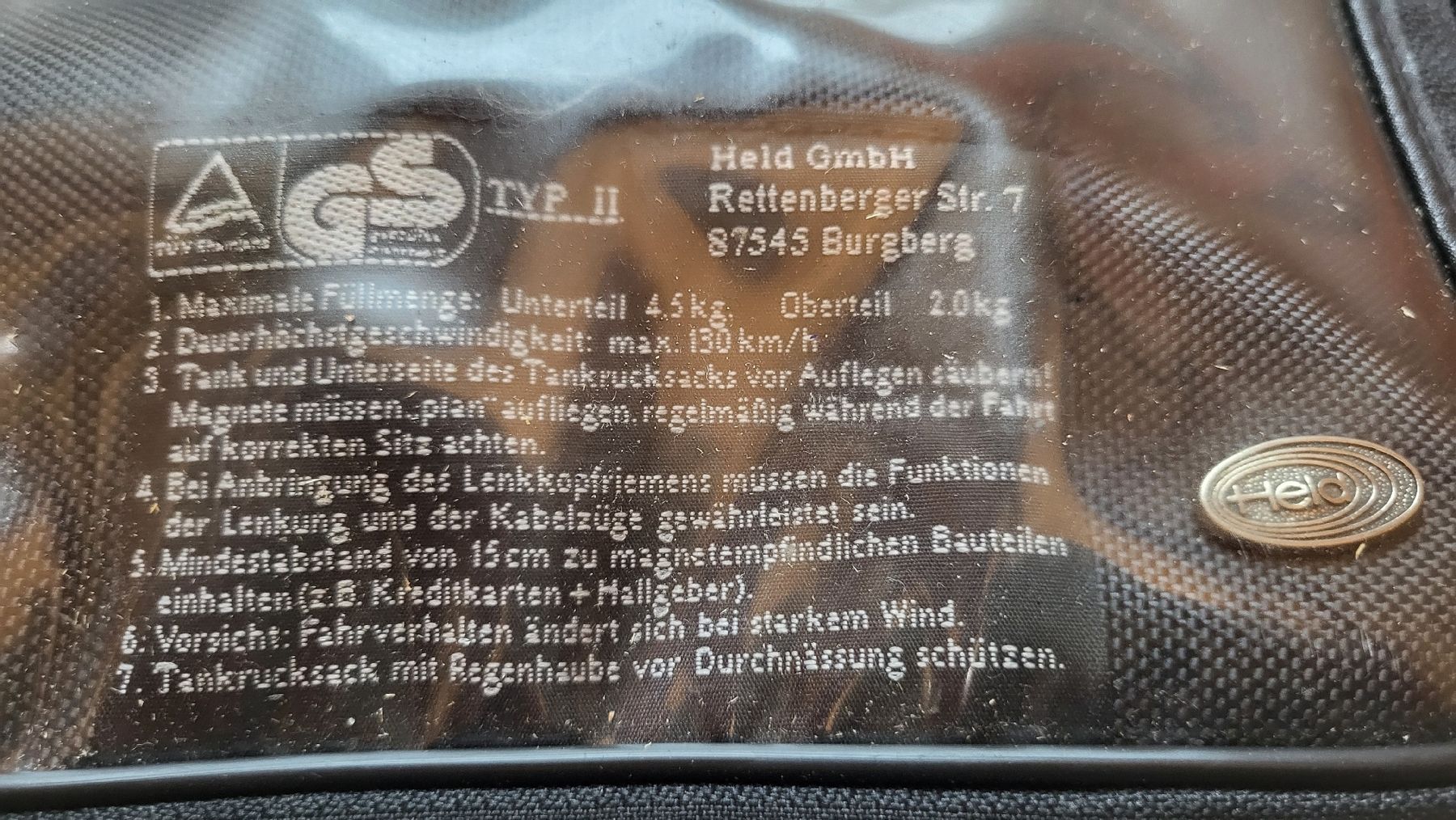 Held Zaini: Motorrad Tankrucksack Marke Held  – Usato da Wolfhausen venduto da Steffi0 4