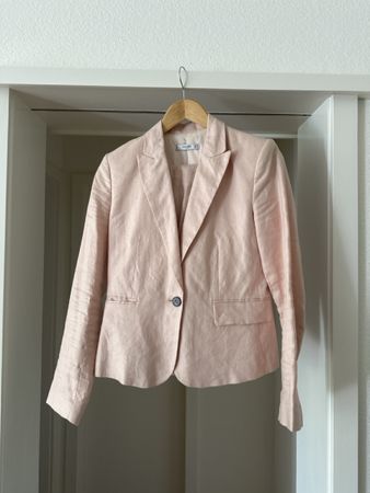 Mango 100% Linen Suit, Salmon Pink, Small (36)