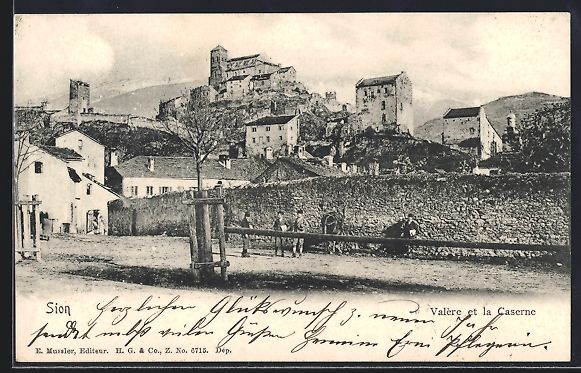 Cartoline postali: AK Sion, Valère et la Caserne, 1905 – Usato da Berlin venduto da bartko-reher